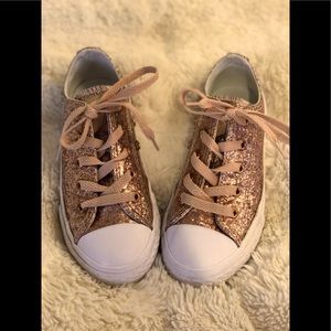 Rose Gold Glitter Converse, Size 12 Girls.  EUC.